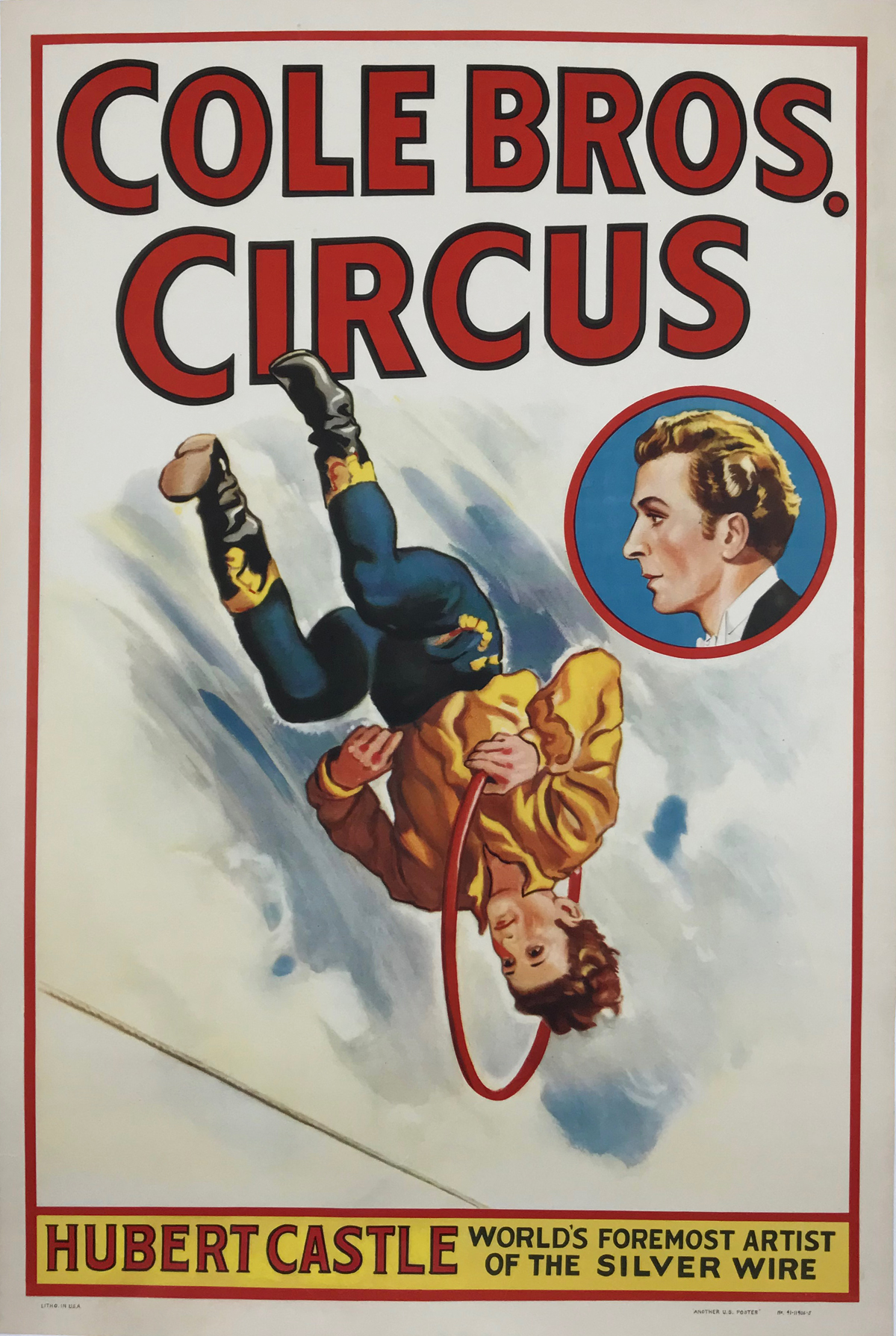 Cole Bros Circus Hubert Castle Original 1941 Vintage American Circus Advertisement Offset Lithograph Poster Linen Backed. 