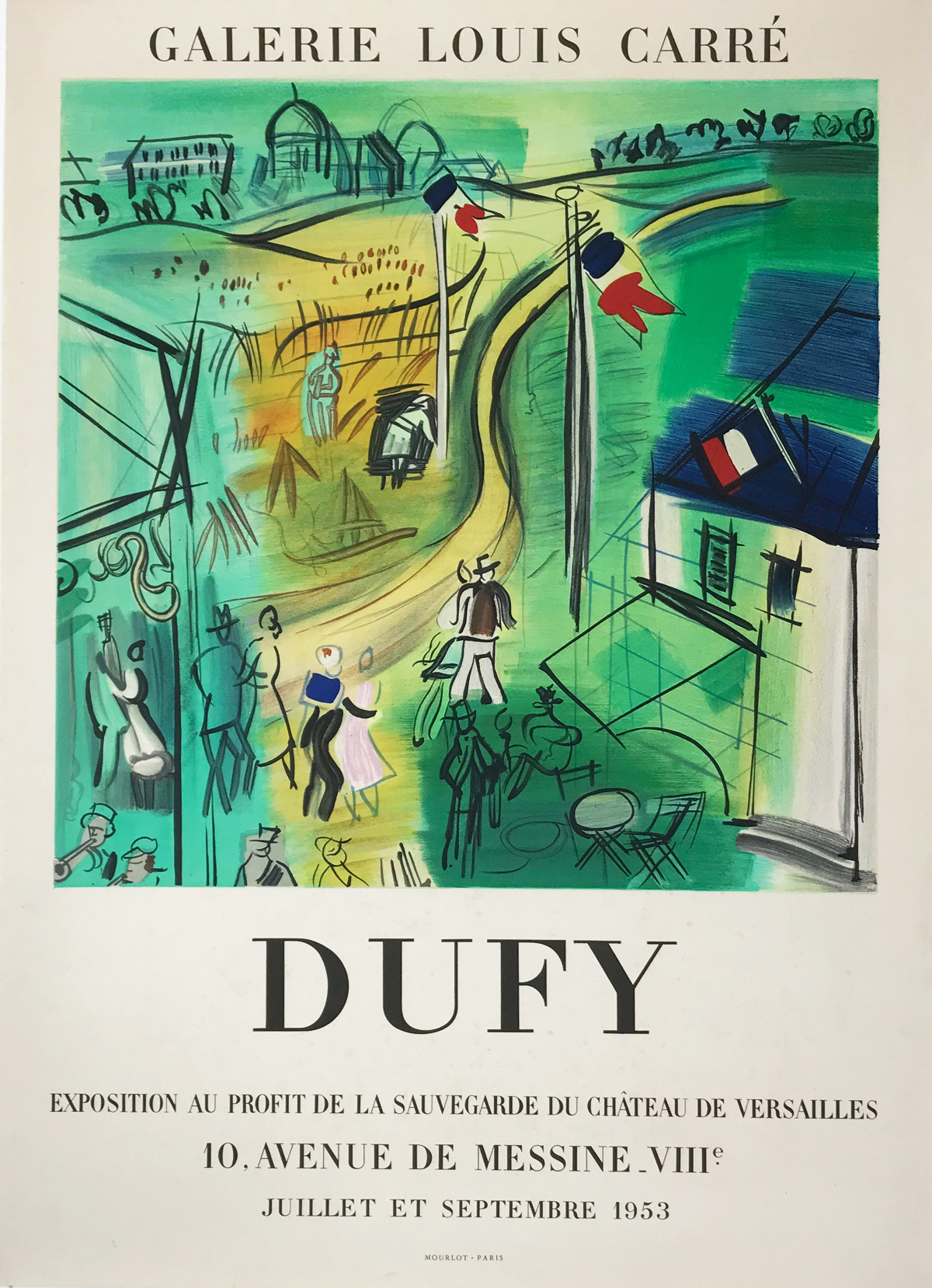 Galerie Louis Carre Duffy Printed by Mourlot Original 1953 Vintage French Gallery Exhibition Show Advertisement Poster.  