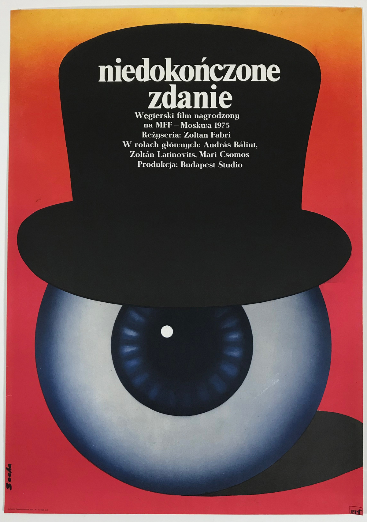 Niedokonczone Zdanie Movie Poster By Socha Original 1975 Vintage Polish Cinema Use Advertisement. "The Unfinished Sentence."