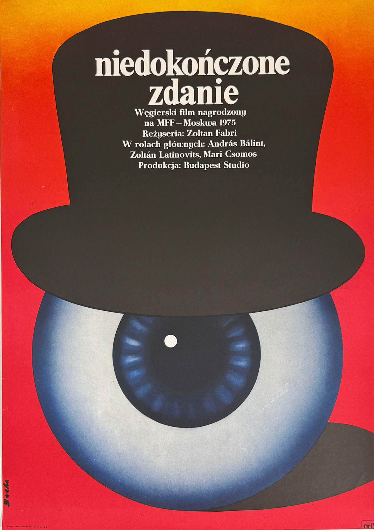 Niedokonczone Zdanie Movie Poster By Socha Original 1975 Vintage Polish Cinema Use Advertisement. "The Unfinished Sentence."