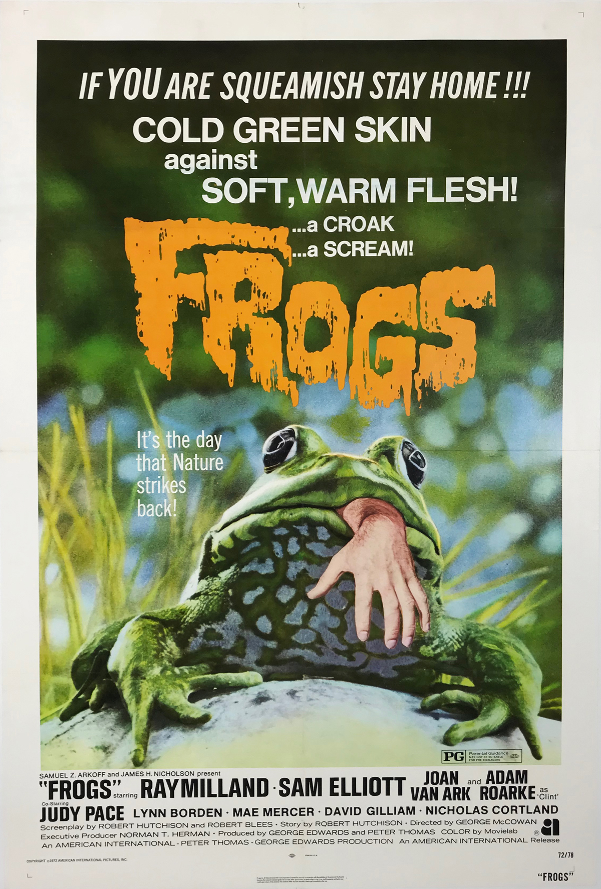 Frogs Movie Poster Original 1972 USA Theatrical Use Cinema House