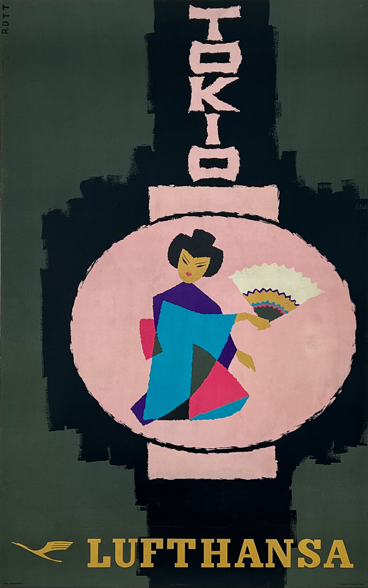 ヨハン　ポスター Tokio Lufthansa Poster by Rott Original 1960 German Passenger