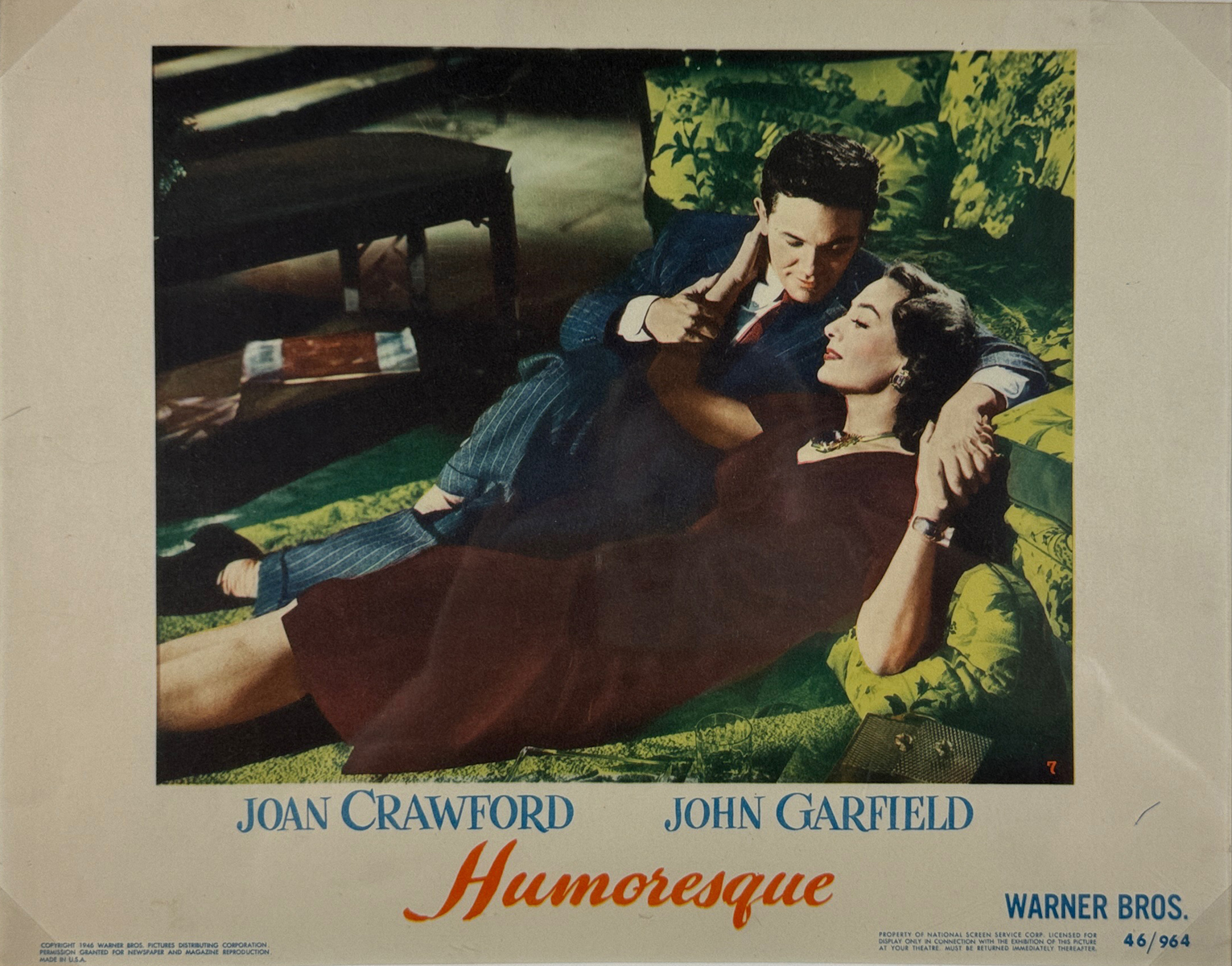 Humoresque Movie Poster Original 1946 Vintage USA Lobby Card Photo Offset Lithograph Advertisement.