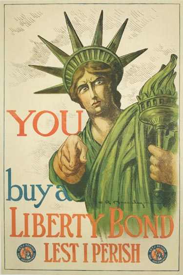 You buy a Liberty Bond Lest I Perish original 1917 American WWI vintage poster by C.R. Macauley.