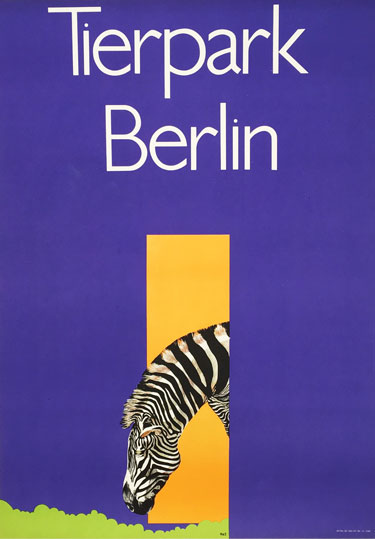 Tierpark Zoo Berlin original vintage travel poster from 1980 Germany by R & Z.