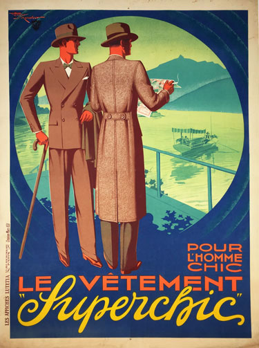 Le Vetement Superchic original vintage poster from 1931 by artist Henry Le Monnier. French product advertisement.