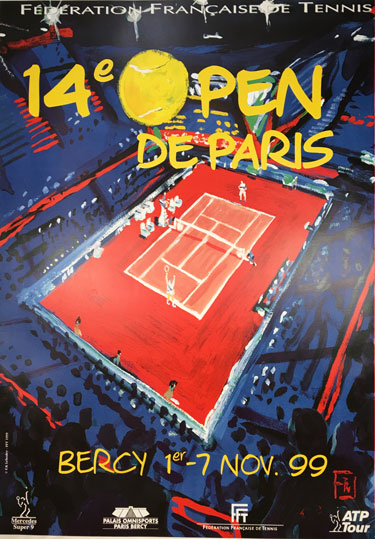 Federation Francaise De Tennis 14e Open De Paris, Bercy November 1999 original French poster by F. K. Lehoddy