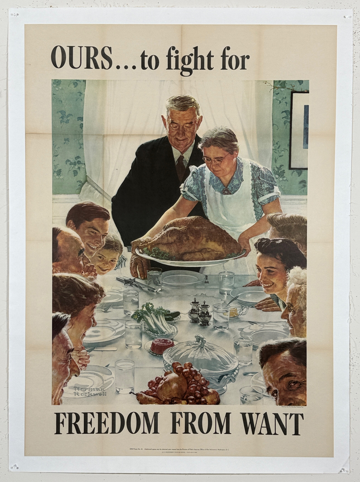 Freedom from Want Poster By Rockwell Original 1943 USA Propaganda
