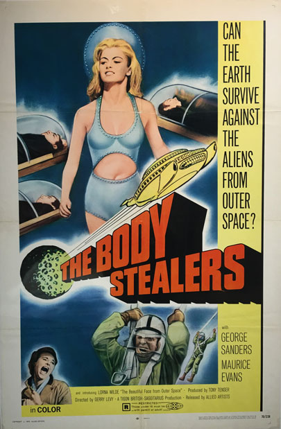 The Body Stealers original vintage movie poster from 1969. American Sci-Fi, mystery, horror film advertisement.
