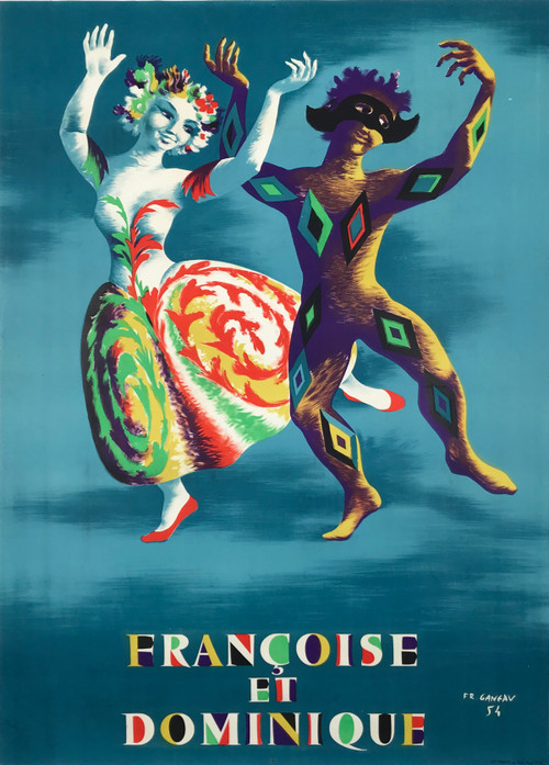 Francoise Et Dominique Dupuy by Ganeau Original 1954 Vintage French