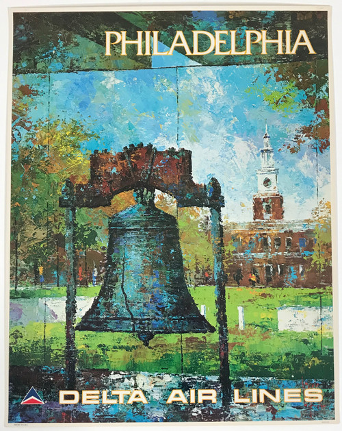 Delta Air Lines Philadelphia By Jack Laycox Original 1976 Vintage Delta air lines philadelphia by jack laycox original 1976 vintage