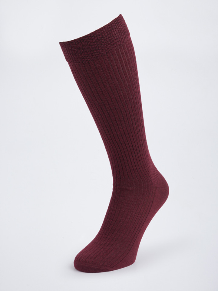 Burgundy HJ Knee High Wool Socks