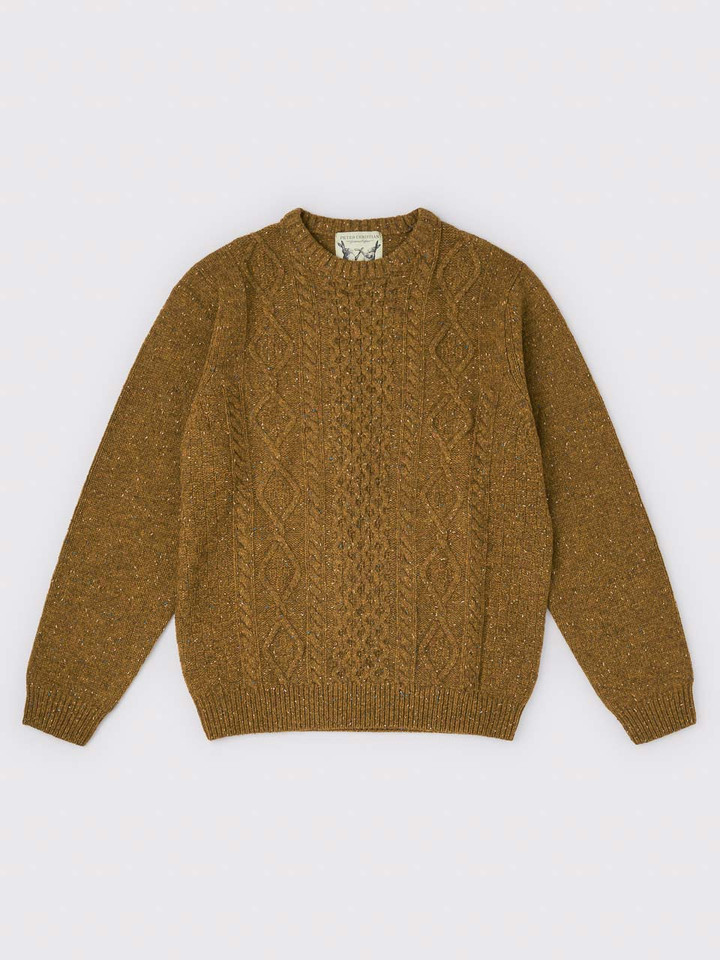 Men's Mustard Donegal Cable Knit Jumper