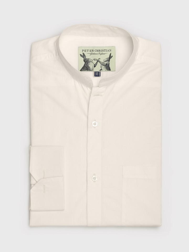 Cream Nehru Double Cuff Shirt