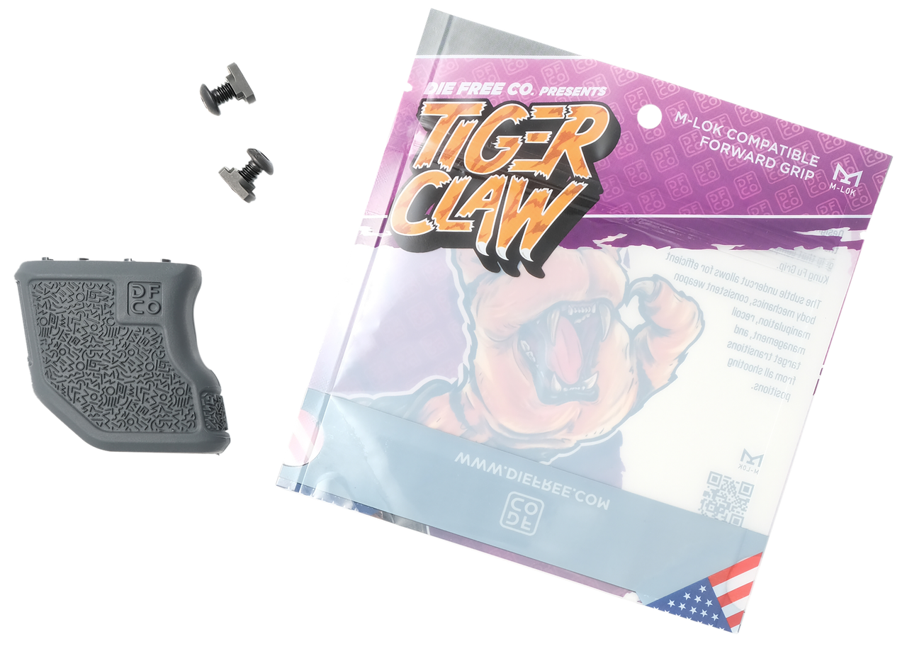Die Free Co Tiger Claw, 10 Degree Angled Fore Grip, Gray Nylon