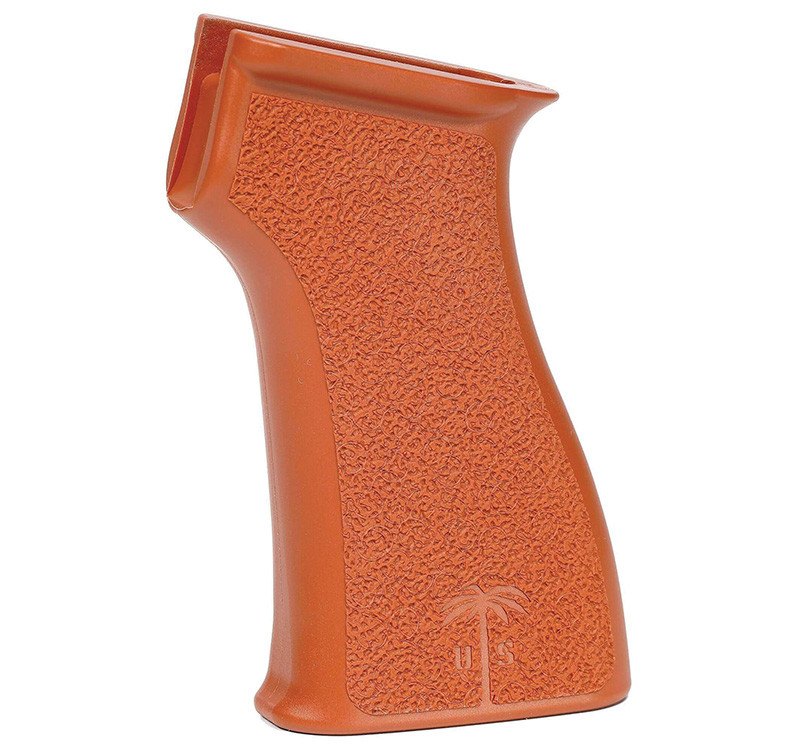 Century US Palm AK Pistol Grip, Bakelite Orange, Aggressive Stippling