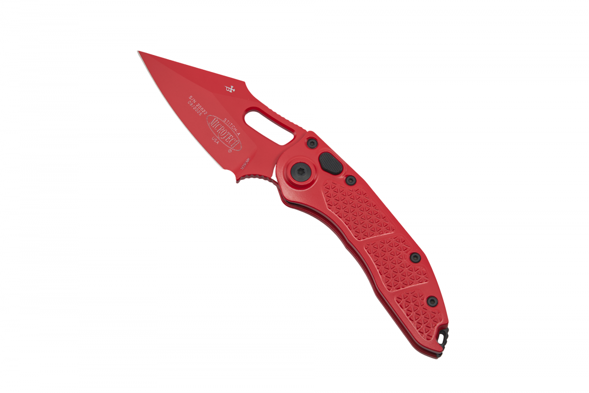 Microtech Stitch A, S/E Blade, Cerakote Red Handle, Standard Edge