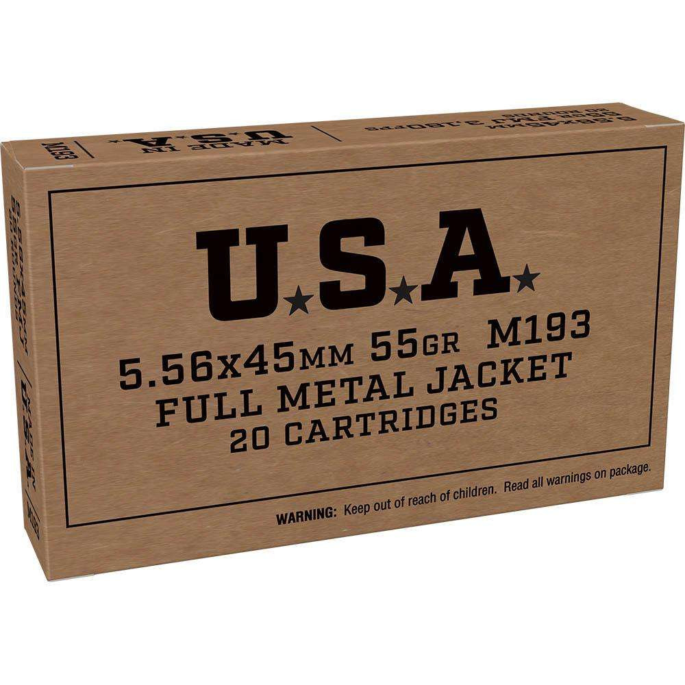 Winchester L.C. M193, 5.56MM, 55G FMJ, 20 Rds, USA Brown Box