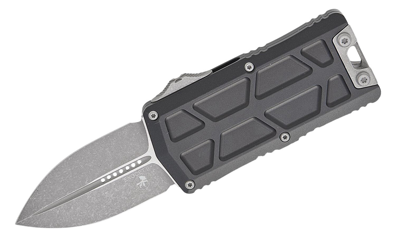 Microtech Exocet II, Double Edge Apocalyptic Standard Blade, Black