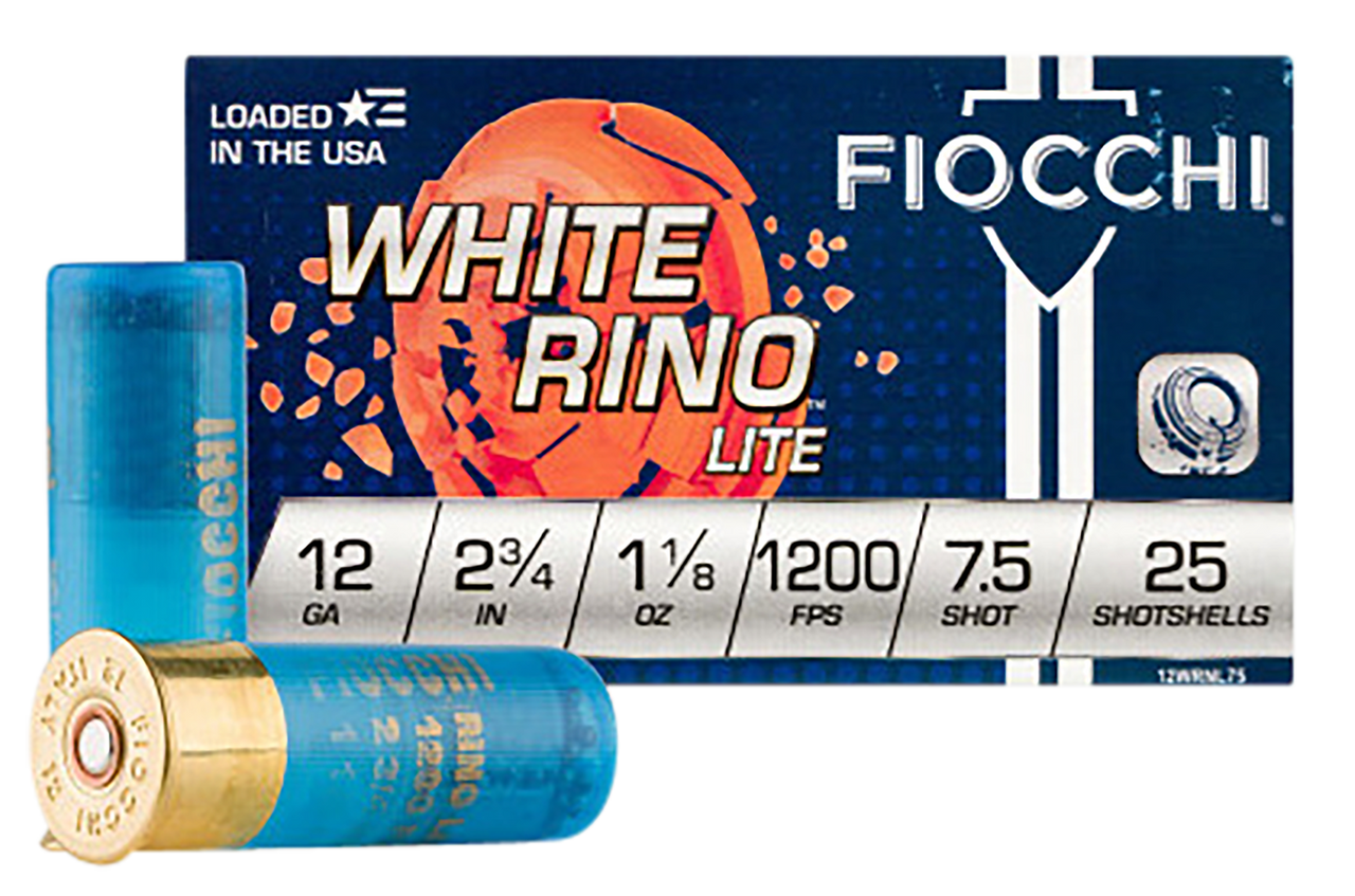 Fiocchi 12WRNL75 Exacta Target White Rino Lite, 12 Gauge, 2.75" Barrel, 25 Rds - 762344708058
