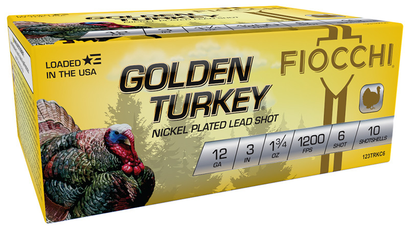 Fiocchi Golden Turkey, 12GA, 3" Barrel, 100 Rds, Nickel Plated
