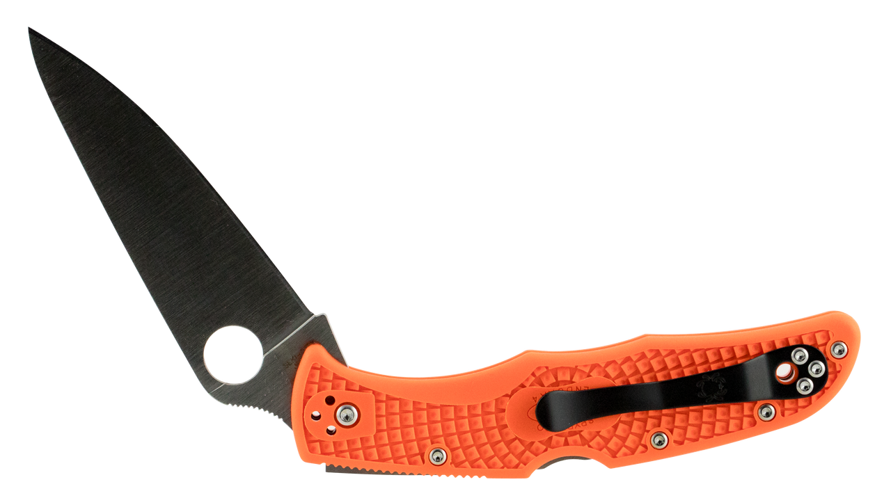 Spyderco Endura Orange Folding Knife – 3.75″ Plain Drop Point Blade