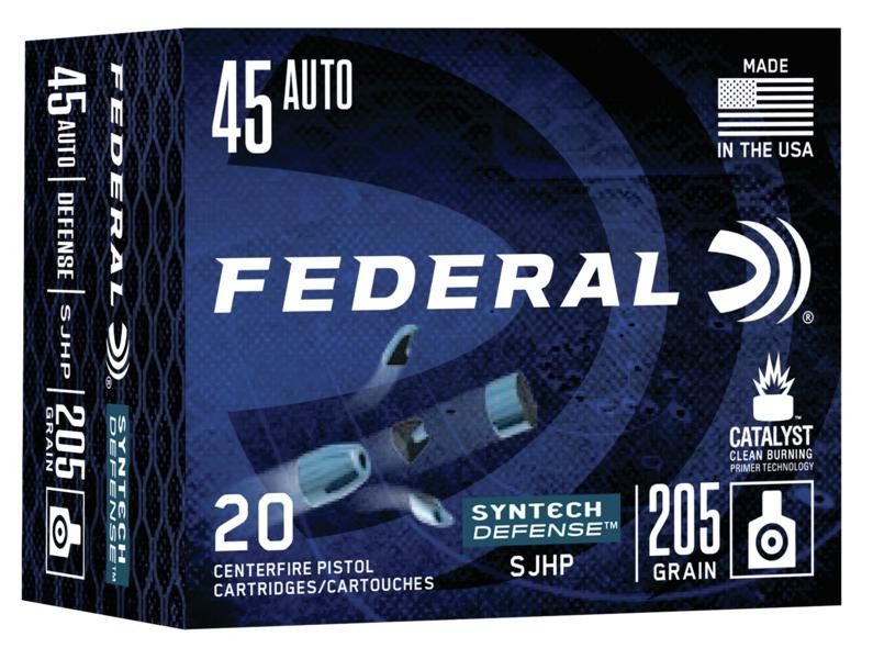 Federal Syntech Defense, .45 ACP, 205 gr, 20 Rds, Brass - 604544651096