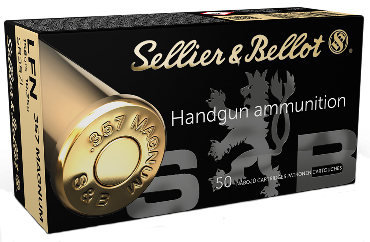 Sellier & Bellot SB357L, 357 Mag, 158 gr, Lead Flat Nose, 50 Rds, Brass - 754908500758
