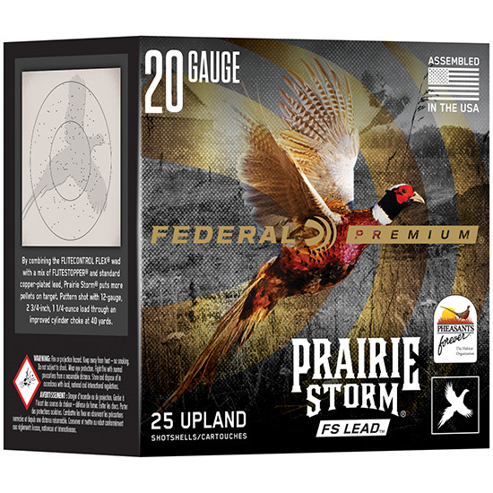 Federal Prairie Storm FS Steel, 20GA, 3" Barrel, 25 Rds, Brass Base - 604544627152