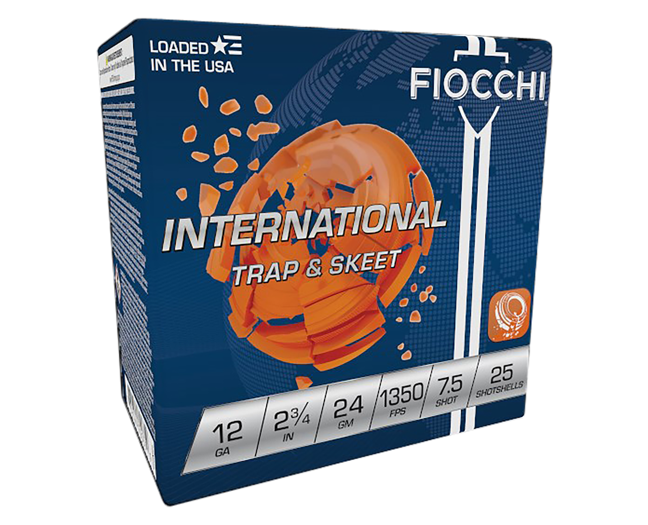 Fiocchi Exacta Target International Trap & Skeet, 12 Gauge, 2.75" Length, 250 Rds - 762344700335