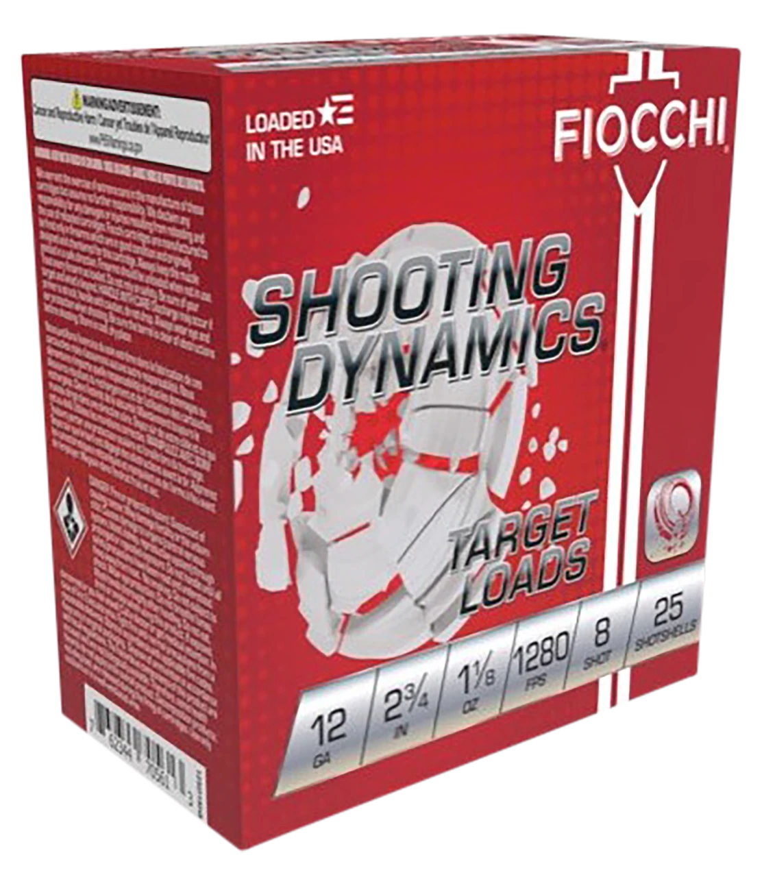 Fiocchi 12SDHV8 Shooting Dynamics Target, 12 Gauge, 2.75" Shell, 1 1/8 oz, 8 Shot, 250 Rounds - 762344712802