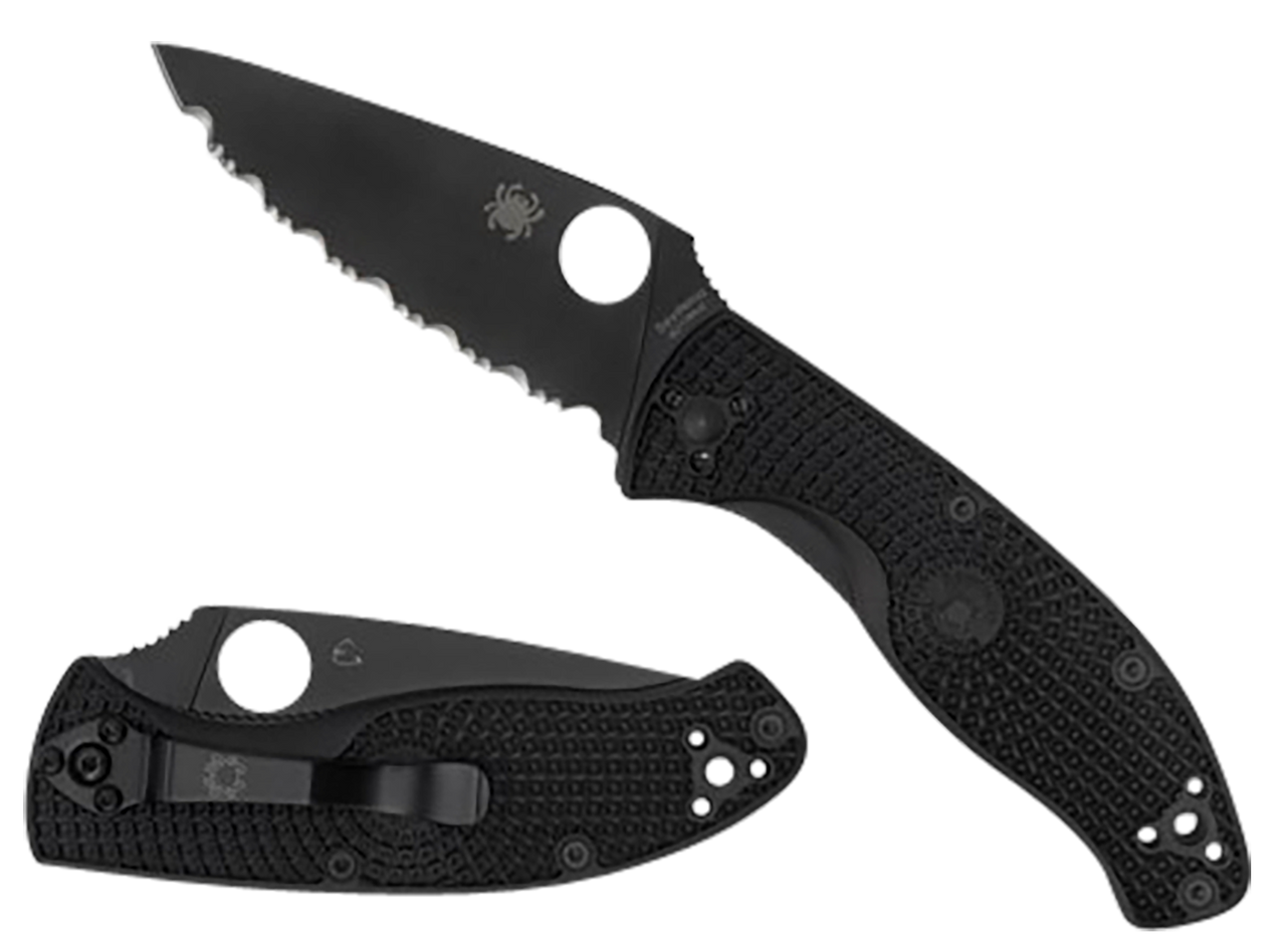 Spyderco Lightweight Tenacious Folding Knife 3.39″ Black Oxide Combo Blade