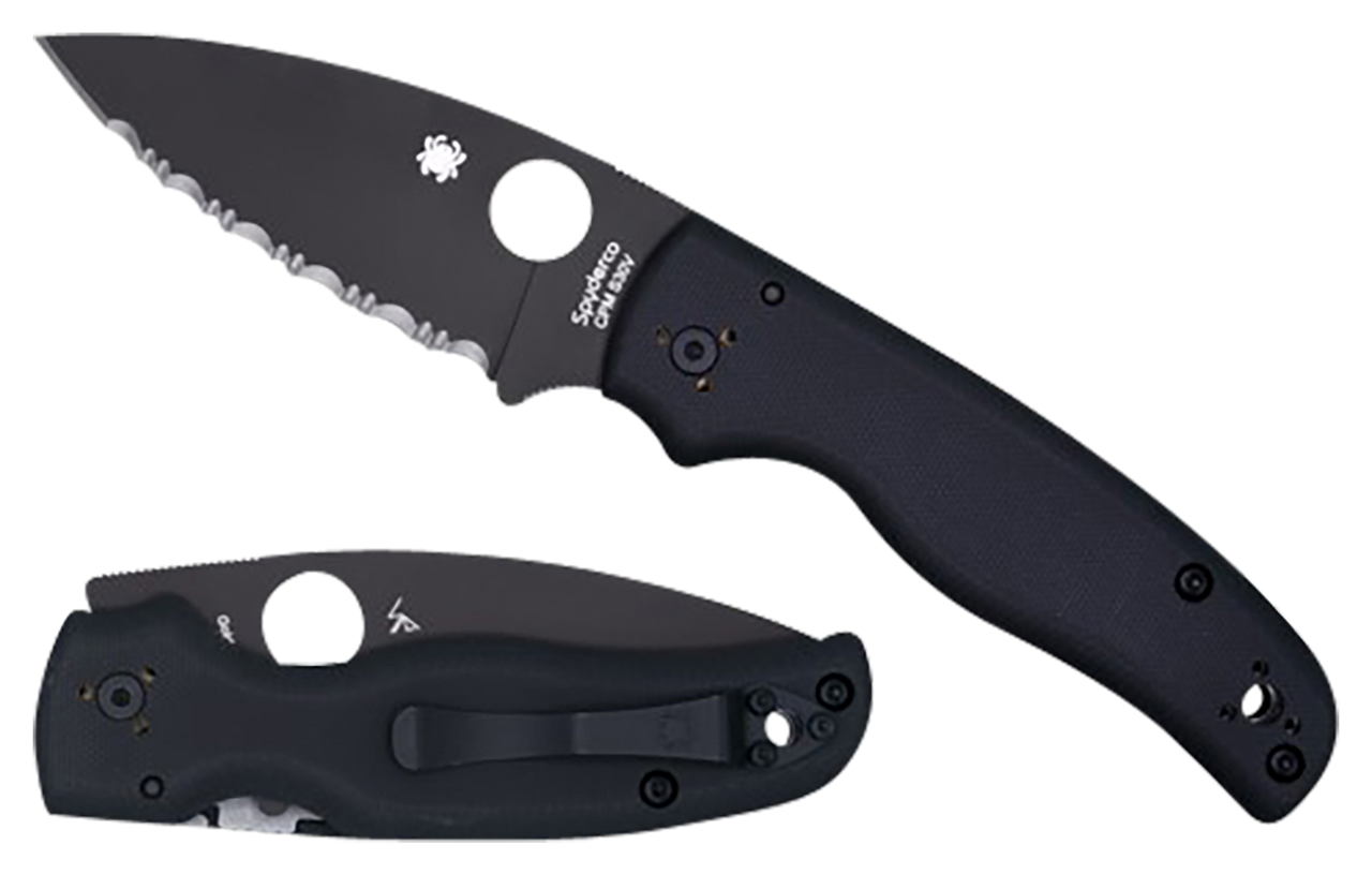 Spyderco Shaman Folding Knife – 3.58″ Plain Black Spear Point Blade