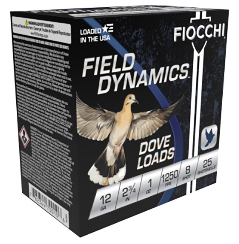 Fiocchi Field Dynamics, 12GA, 2.75" Length, 1 oz #8 Shot, 250 Rds - 762344700106