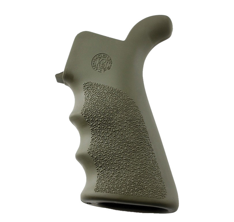 Hogue OverMolded Beavertail AR-15 Pistol Grip with Finger Grooves Rubber Olive Drab