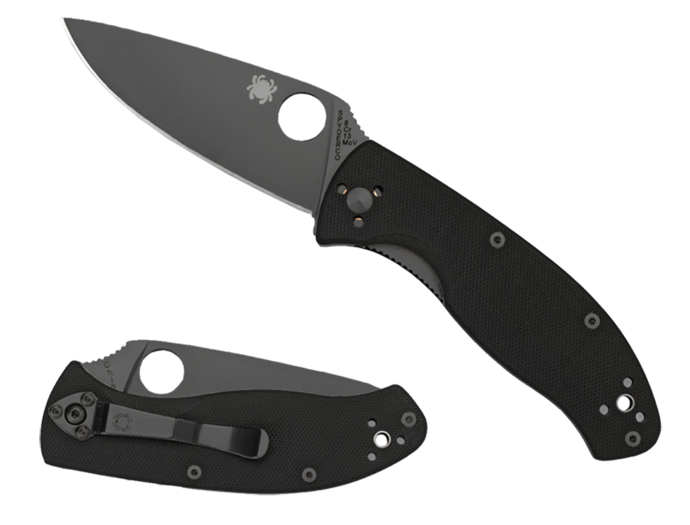 Spyderco Tenacious Black Folding Knife – 3.38″ Serrated Drop Point Blade