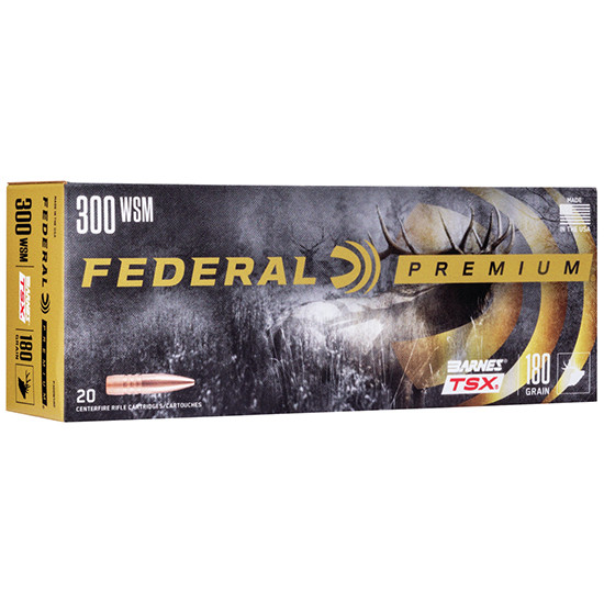 Federal Premium 300WSM, 300 Win Short Magnum, 180 Grain, Barnes TSX, 20 Rounds - 029465097219