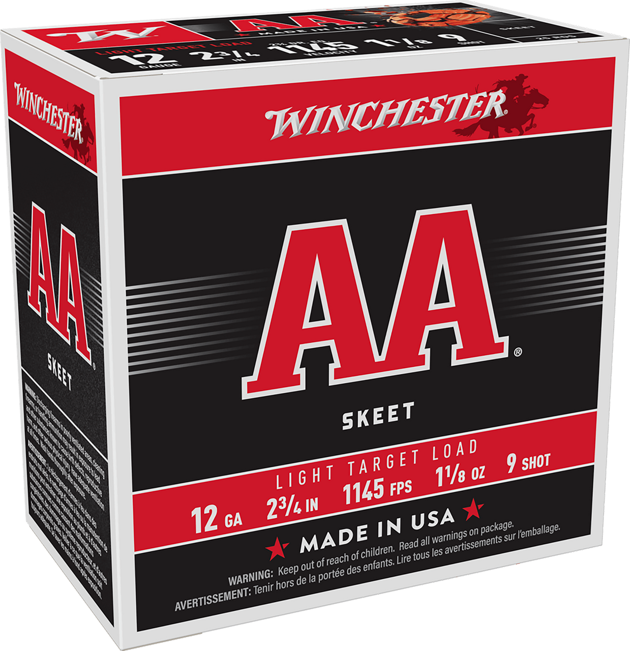 Winchester AA Light Target, 12 Gauge, 2.75" Shell, 1 1/8 oz, 9 Shot, 25 Rounds Per Box - 020892004436