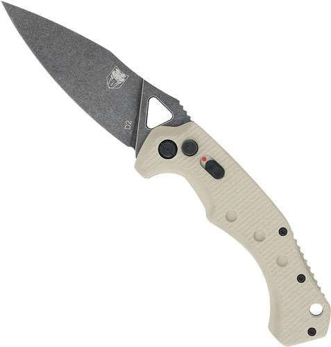 CobraTec Knives TANAFRYK Ryker 3.75″ Folding Plain Black Stonewashed D2 Steel Blade, 5″ Tan Textured G10 Handle,