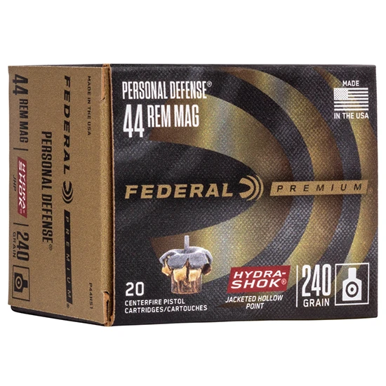 Federal Premium 44 Rem Magnum, 240 Grain Hydra-Shok JHP, 20 Rds - 029465088422
