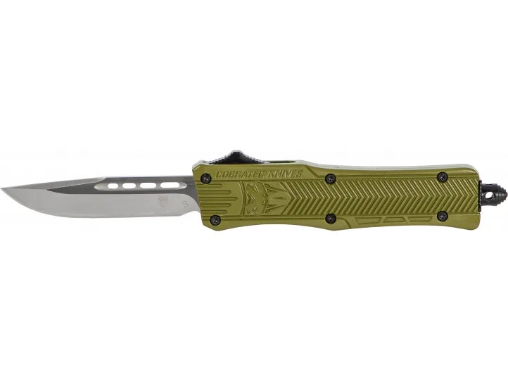 CobraTec Knives SODCTK1SDNS CTK-1 Small 2.75″ OTF Drop Point Plain D2 Steel Blade/OD Green Aluminum Handle Features Glass Breaker Includes Pocket Clip