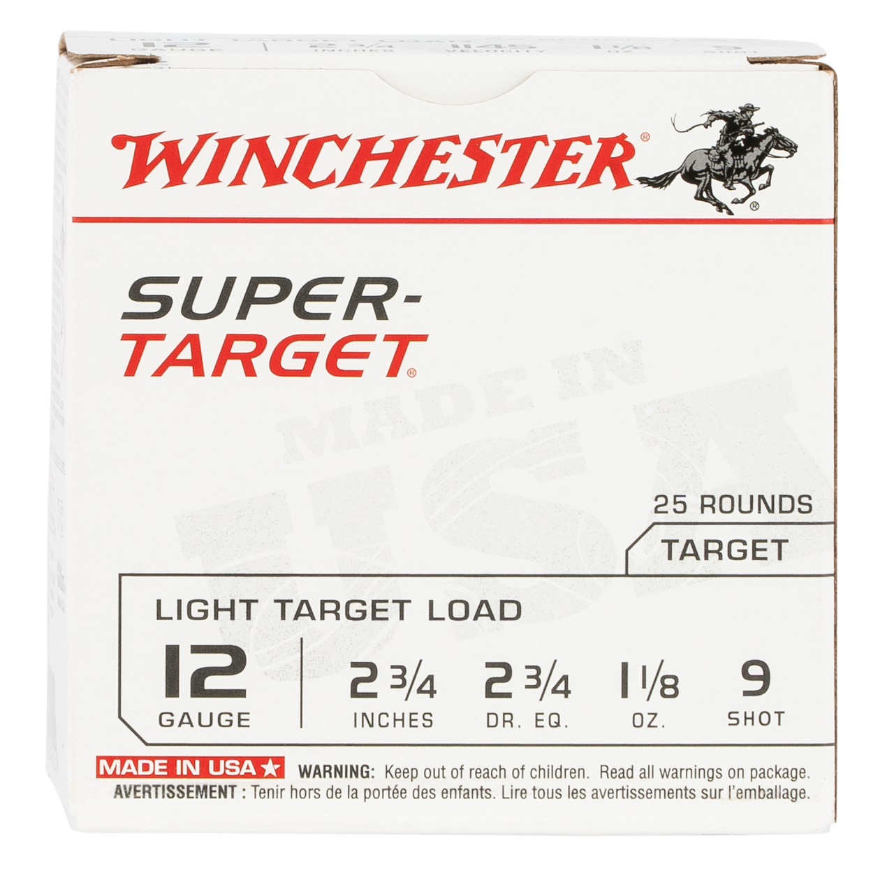 Winchester Super-Target Light Target, 12 Gauge, 2.75" Shell, 9 Shot, 1 1/8 oz - 020892025424