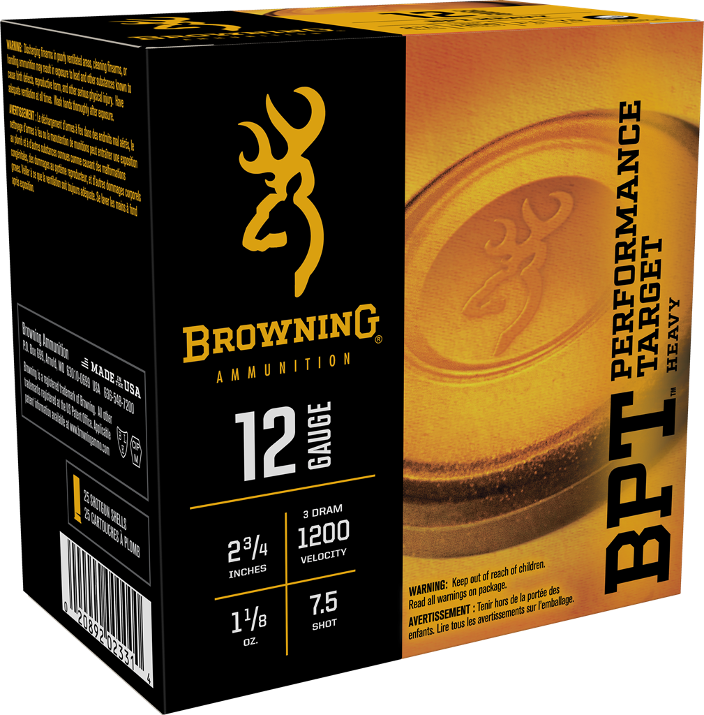 Browning B193621227, 12 GAUGE, 2.75" Barrel, 25 Rds, Performance Target Heavy - 020892023314