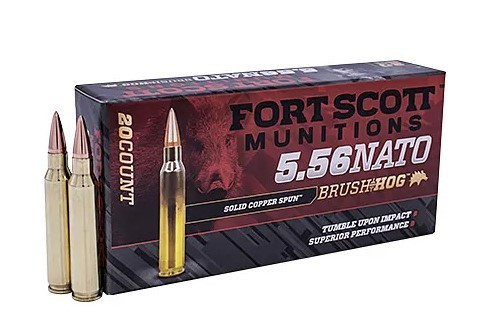 Fort Scott Munitions 556062SCV Tumble Upon Impact (TUI) 5.56x45mmNATO 62gr Solid Copper Spun 20 Per Box/25 Case