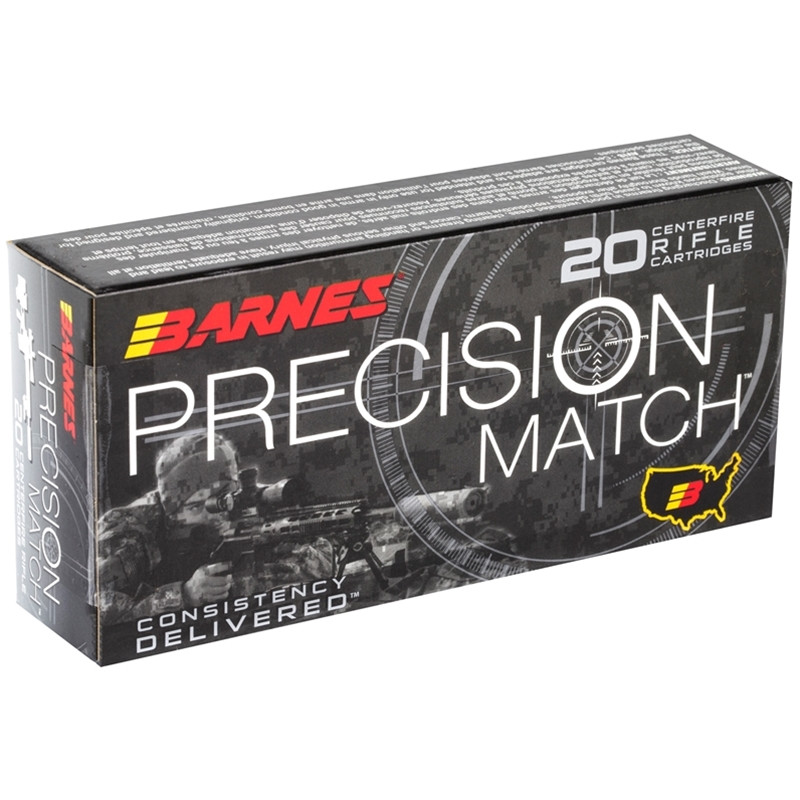Barnes Precision Match, 5.56 NATO, 69 Grain, Open Tip Match Boat Tail, 20 Rounds - 716876150892
