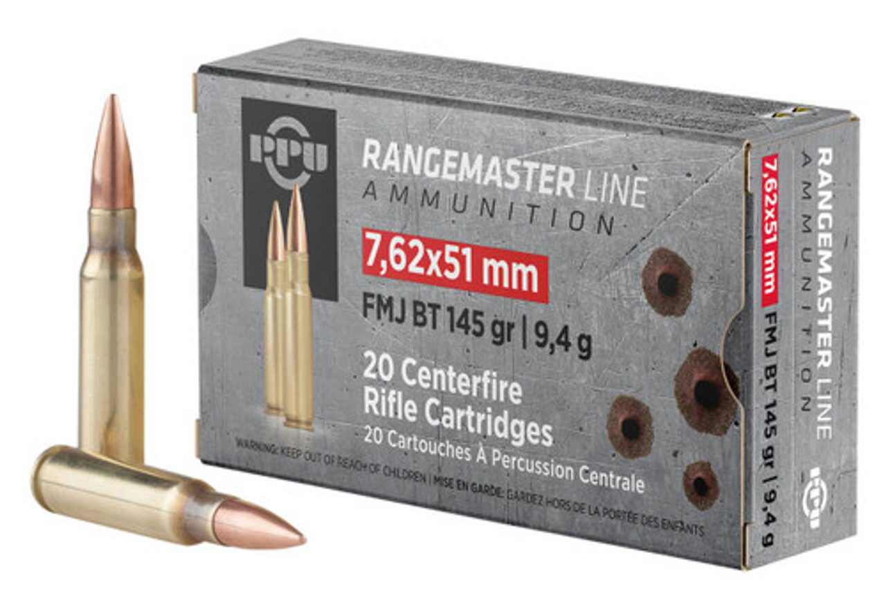 PPU PPRM762 Rangemaster, 7.62x51mm NATO, 145 gr FMJBT, 500 Rds - 8605003819936