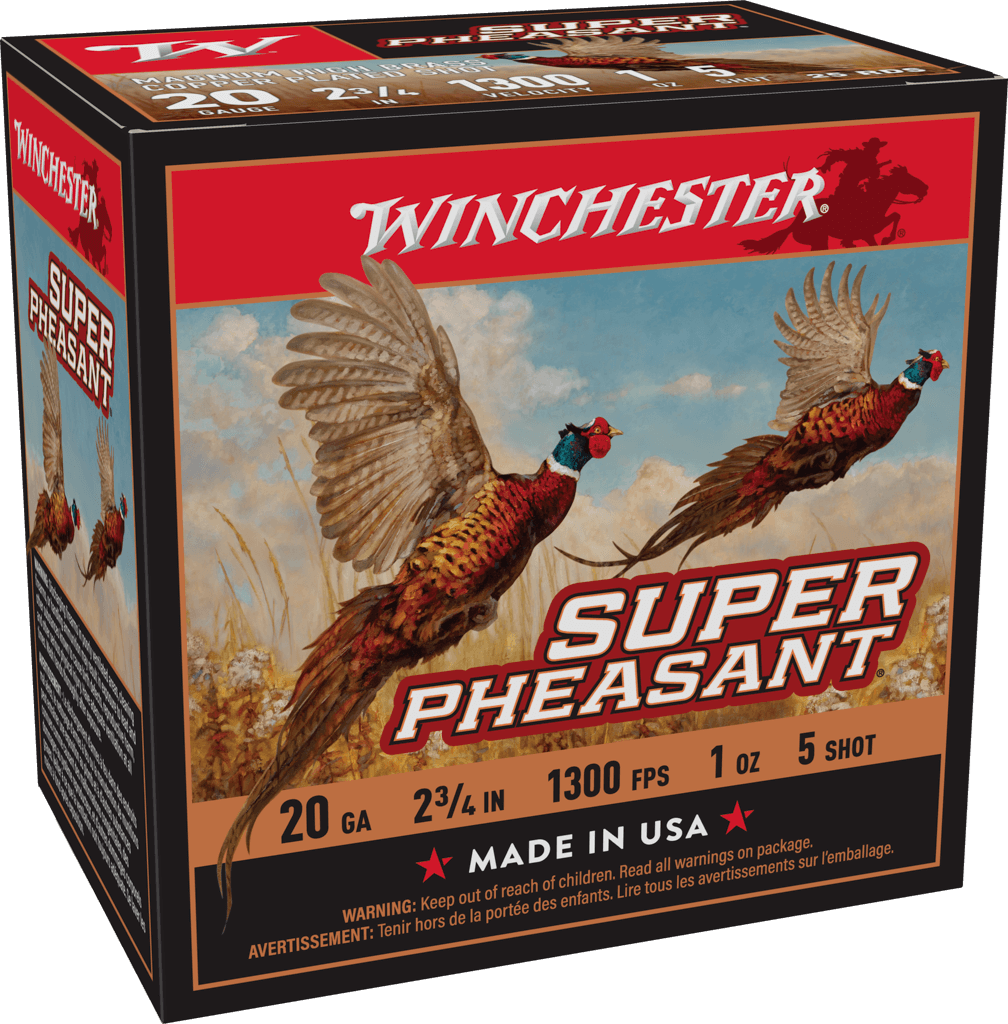 Winchester Super Pheasant Magnum High Brass, 20 Gauge, 2.75" Length, 5 Shot, Copper-Plated Lead - 020892015975