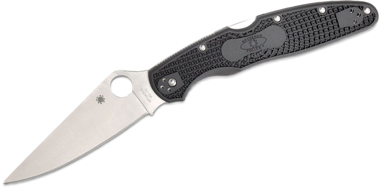 Spyderco Police 4 Lightweight Folding Knife – 4.39″ Plain Spear-Point Blade