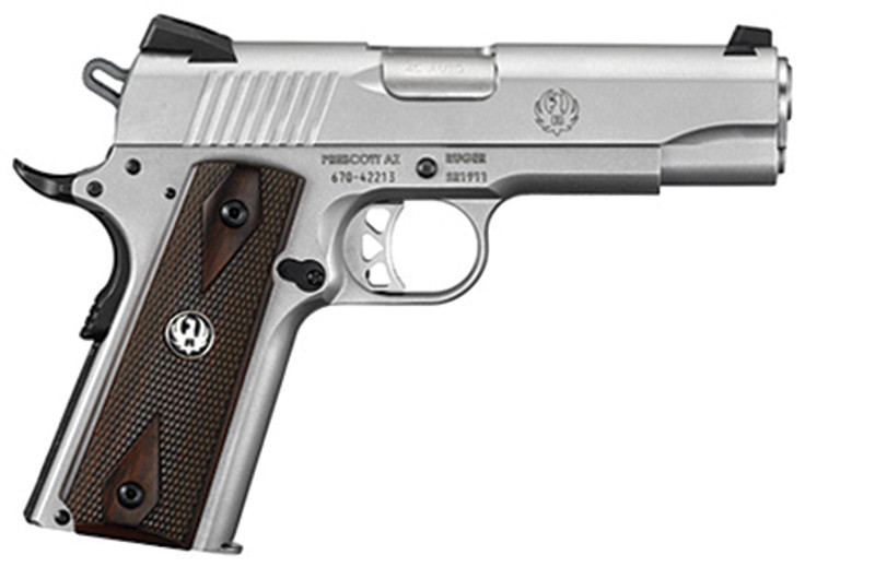 Ruger SR1911 Commander, 45 ACP, 4.25" Barrel, 7 Rds, Stainless - 736676067022