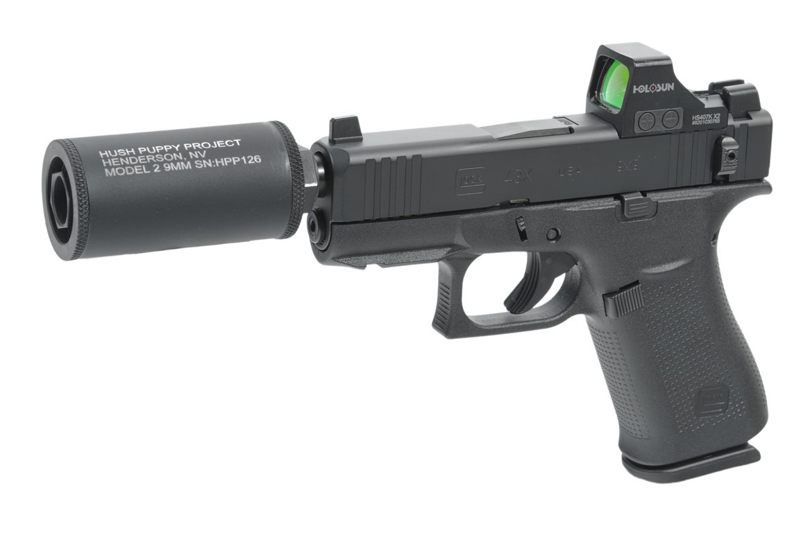 Shark Coast Tactical Glock 43X Hush Puppy, 9MM, 3.92